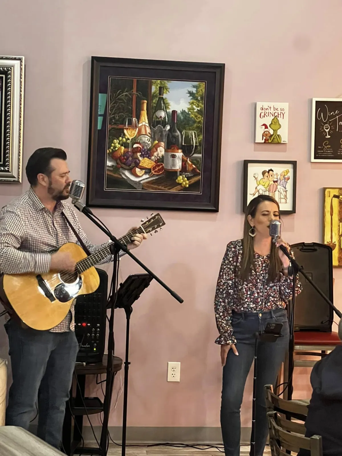 Two people performing live music